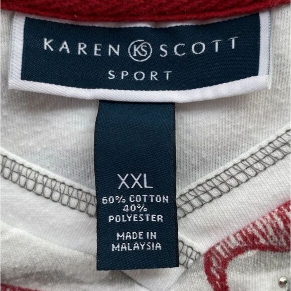 Karen Scott Sport Women' Sz XXL Rhinestone Embellished Paisley/Stripe Print Top - Picture 9 of 10